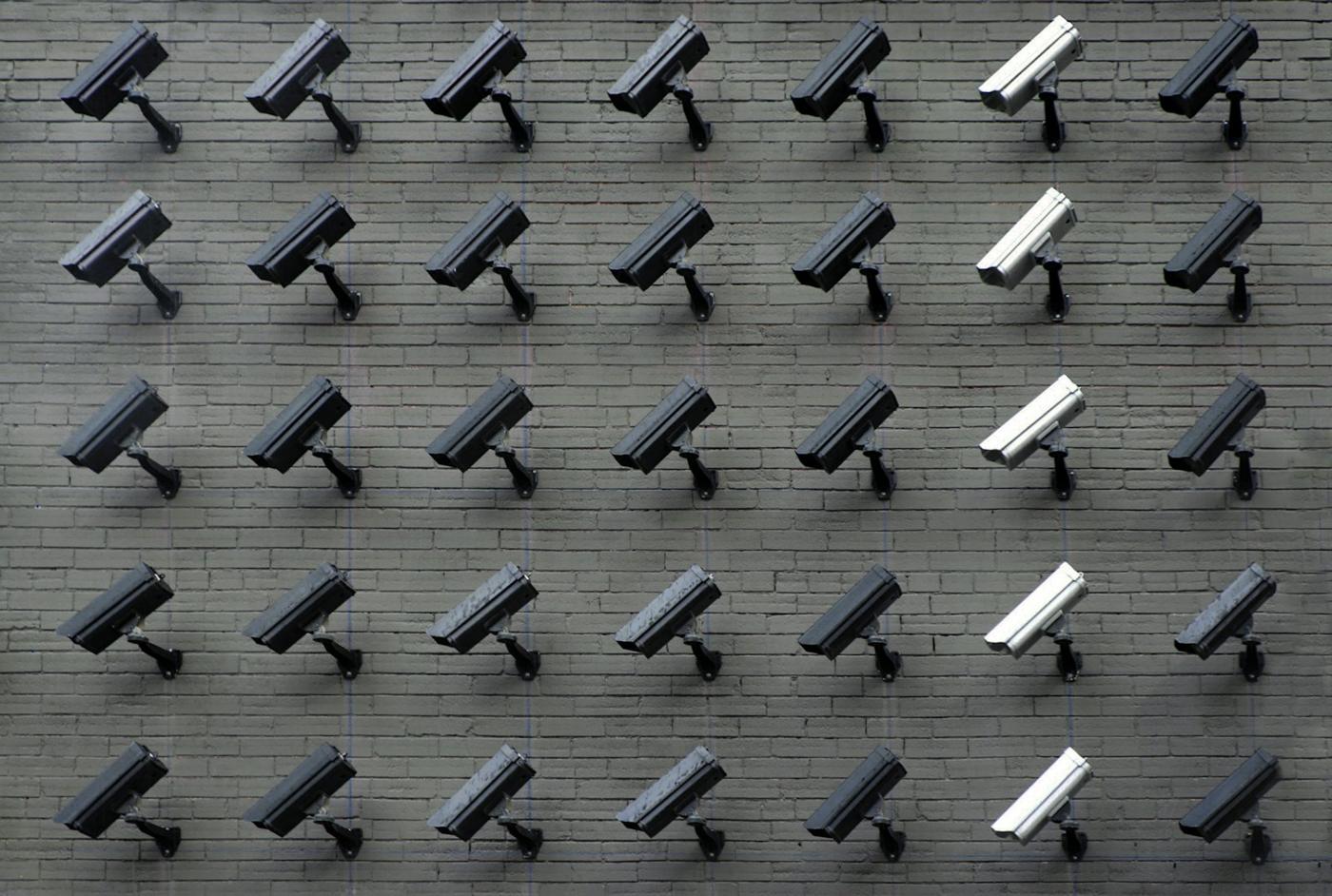 Rows of security cameras